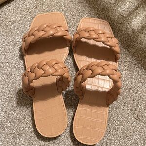 Zara Braided Leather Sandals in Tan